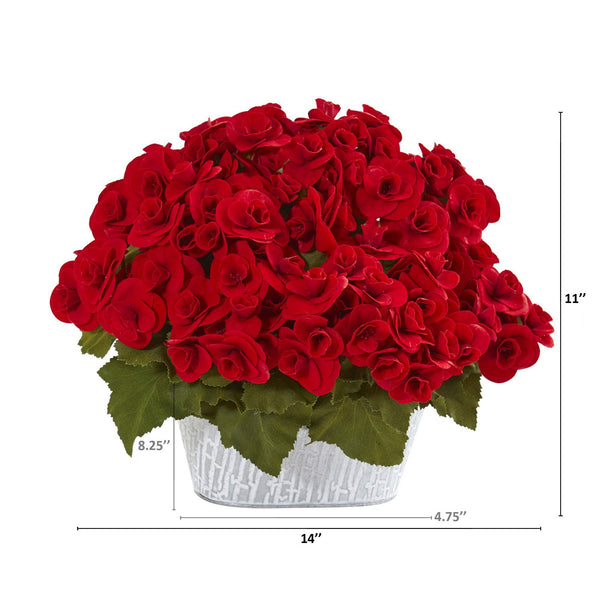 11” Begonia Artificial Arrangement in Decorative Planter