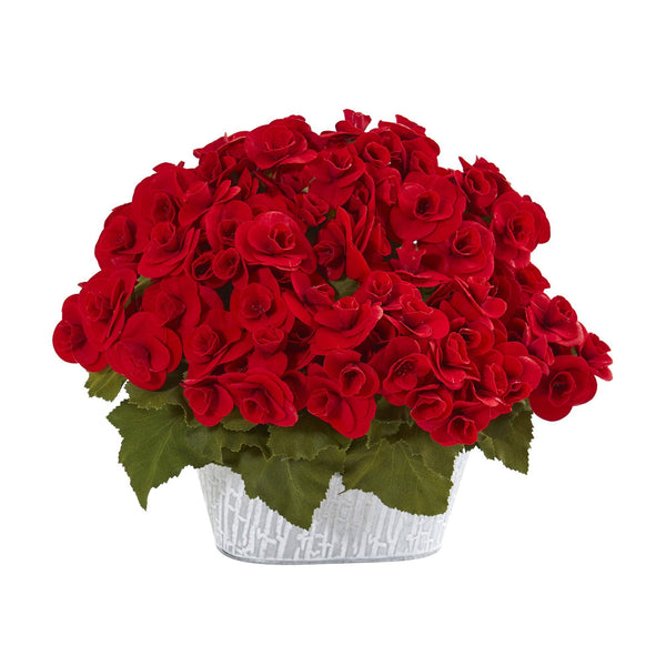 11” Begonia Artificial Arrangement in Decorative Planter