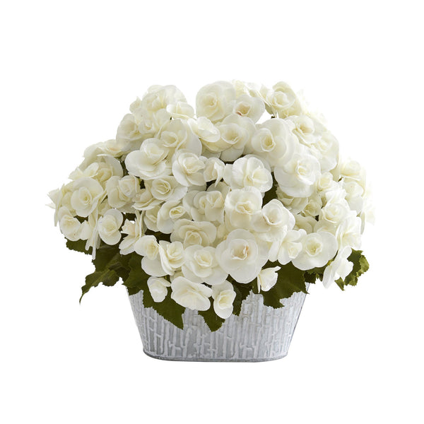 11” Begonia Artificial Arrangement in Decorative Planter