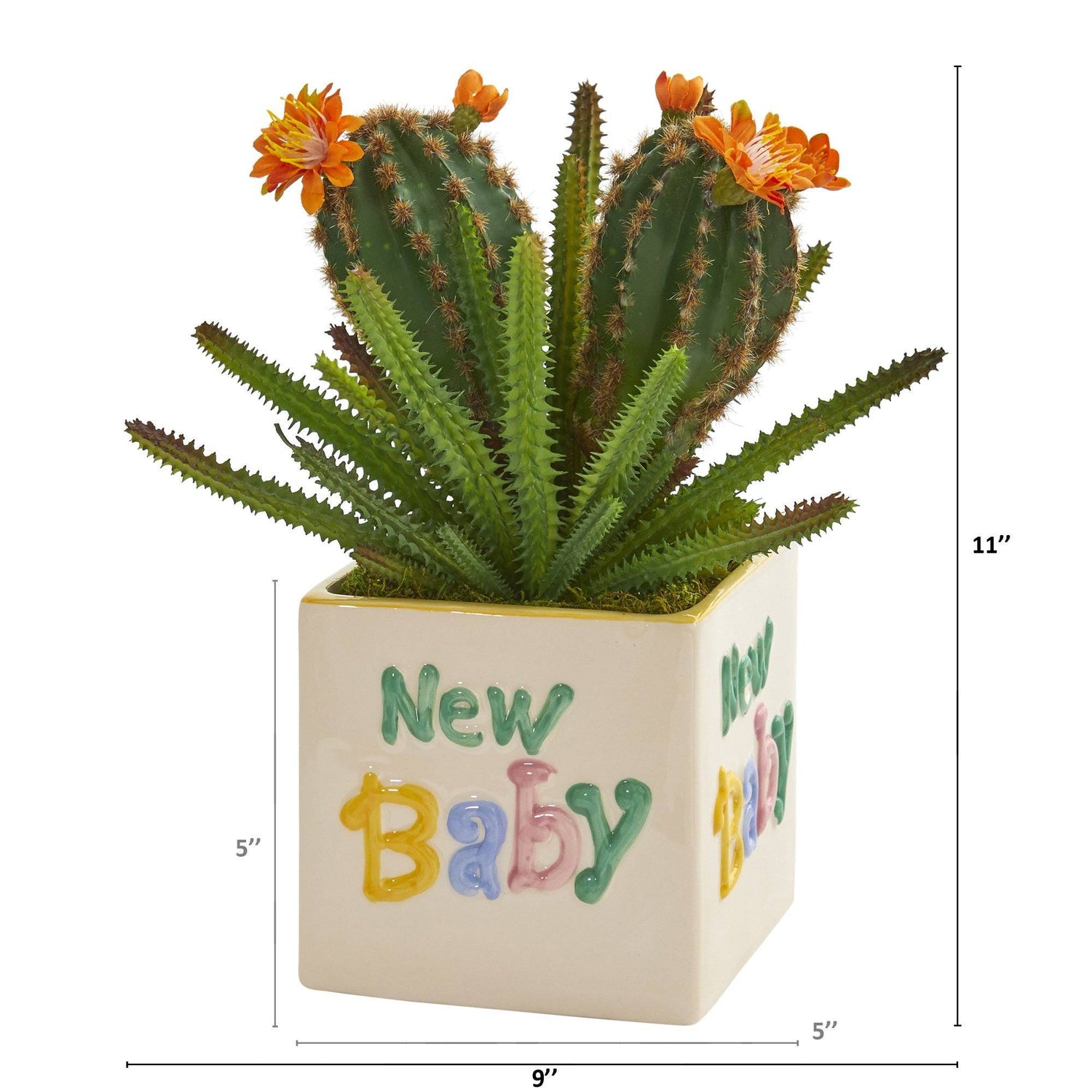 11” Cactus Succulent Artificial Plant in “New Baby” Planter
