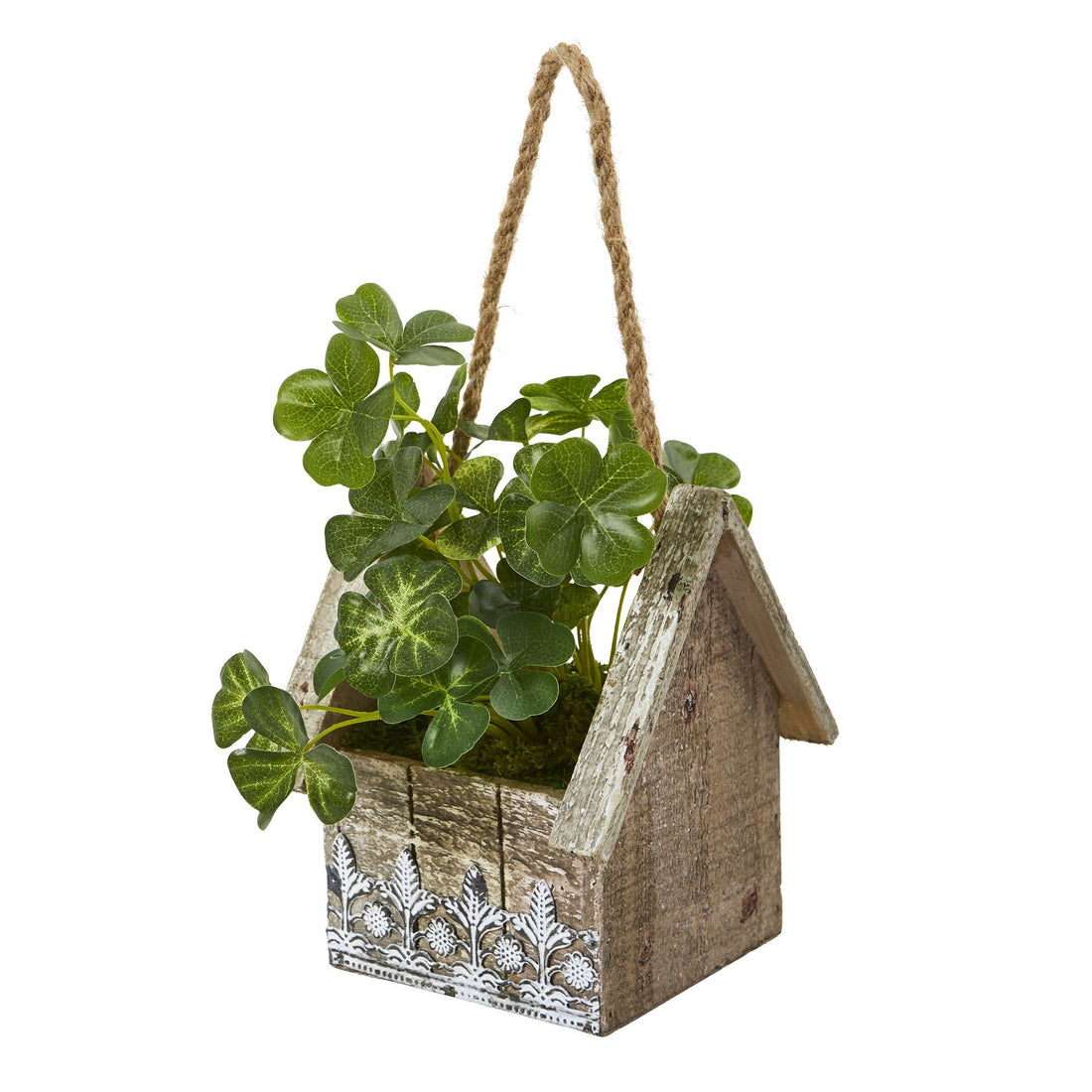 hanging clover plant 11” Clover Artificial Plant in Hanging Floral Design House Planter