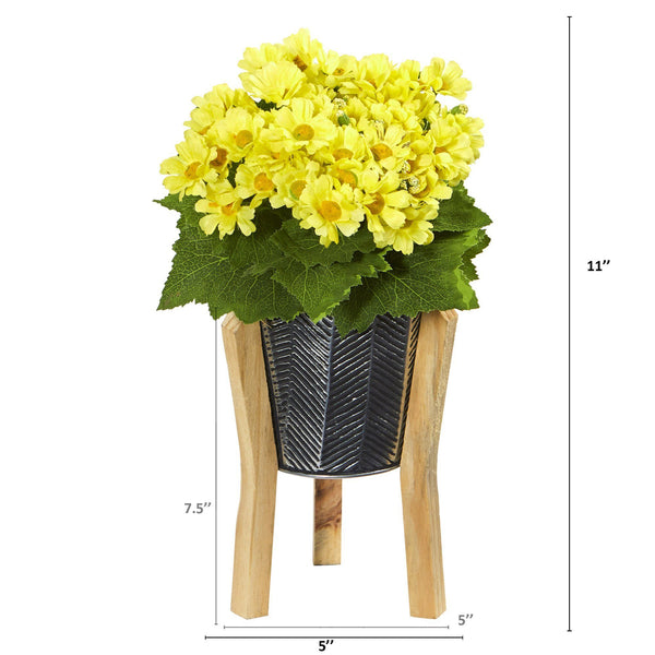 11” Daisy Artificial Arrangement in Tin Vase (Set of 3)