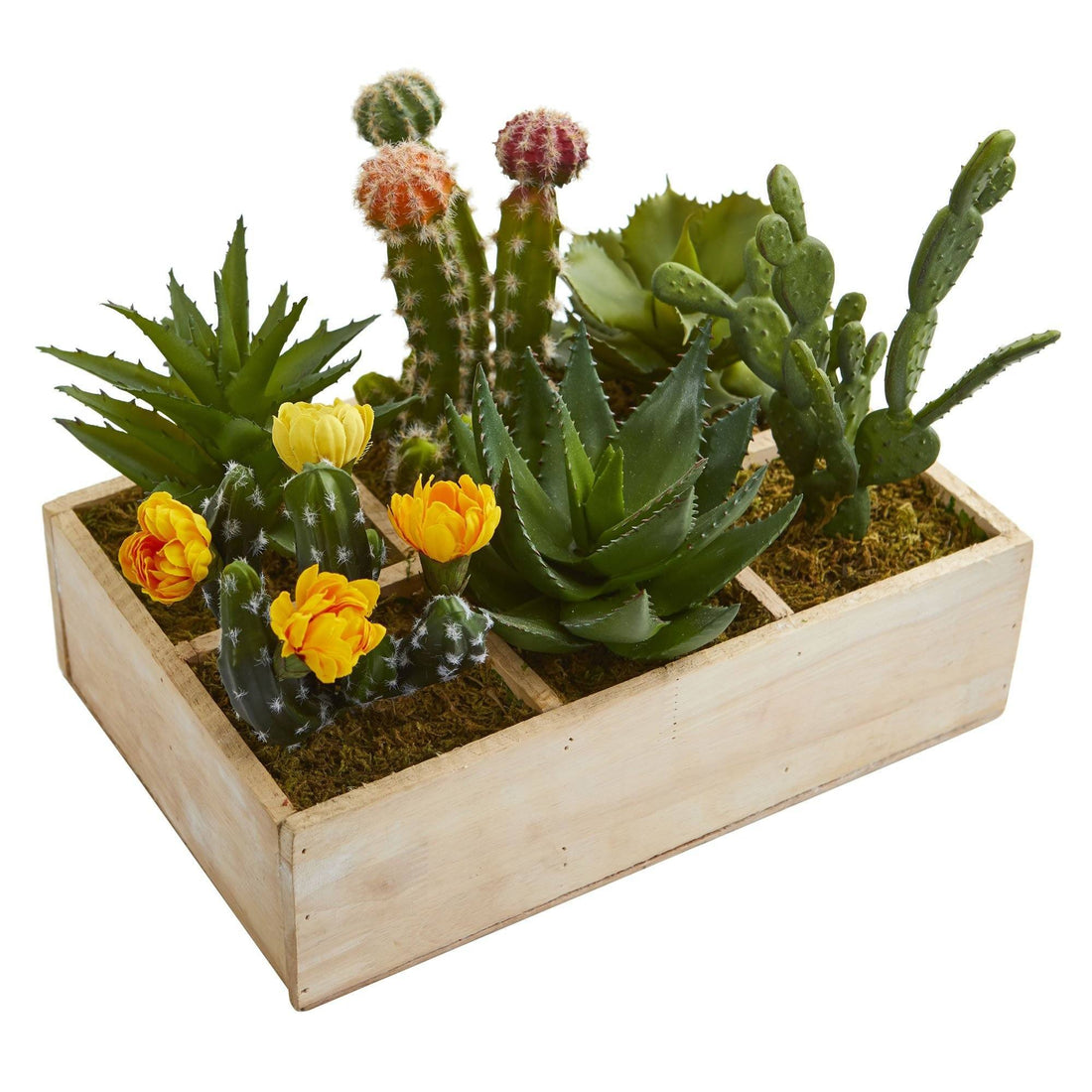 nearly natural succulents 11” Mixed Succulent Garden in Tray Artificial Plant
