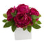 11” Peony Artificial Arrangement in White Vase