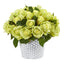 11” Rose Artificial Arrangement in Embossed White Planter