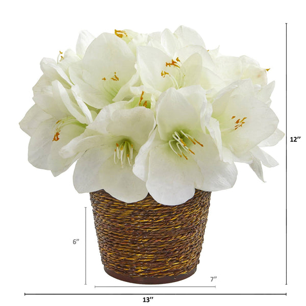 12” Amaryllis Artificial Arrangement in Basket