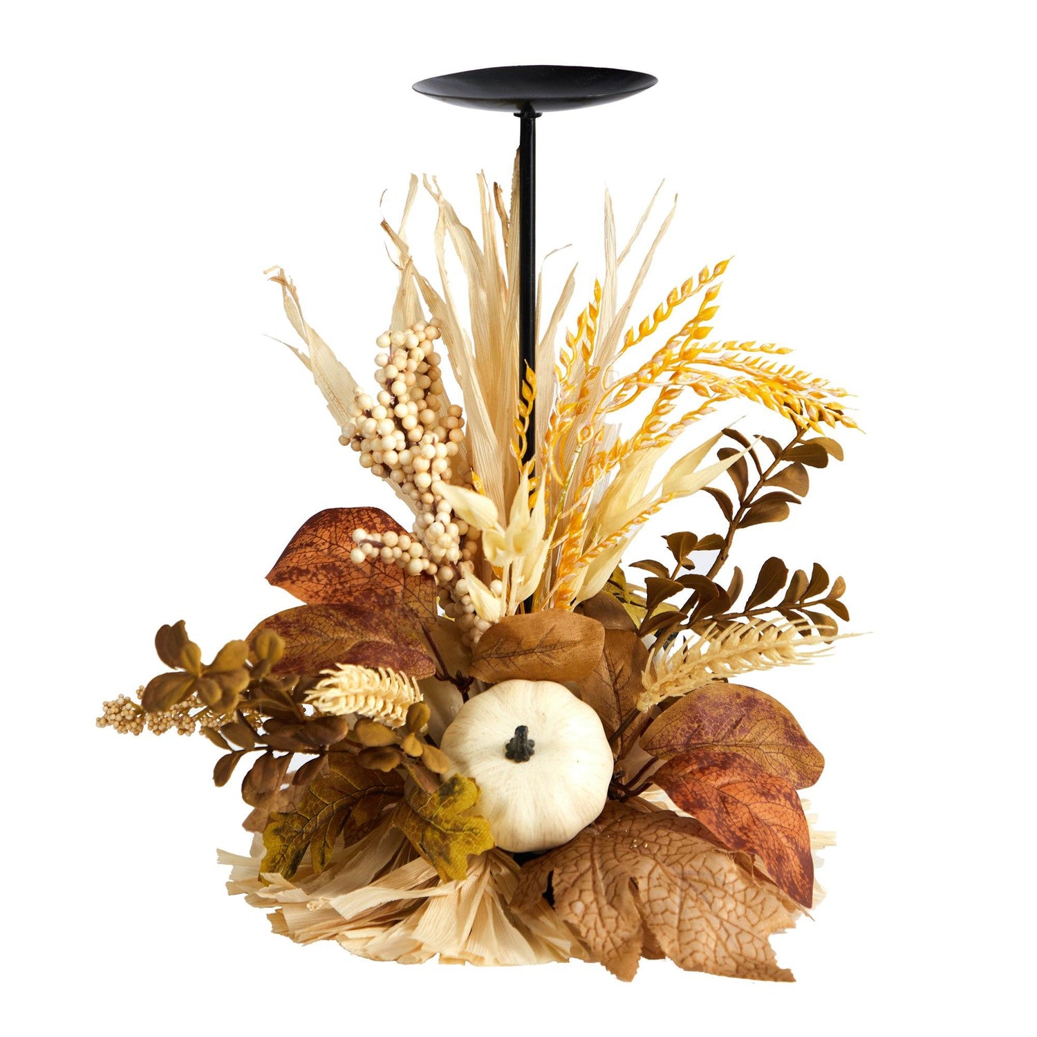 12” Autumn Harvest and Pumpkin Fall Candle Holder