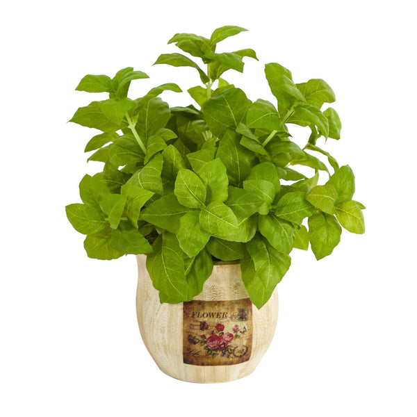 12” Basil Artificial Plant in Decorative Planter