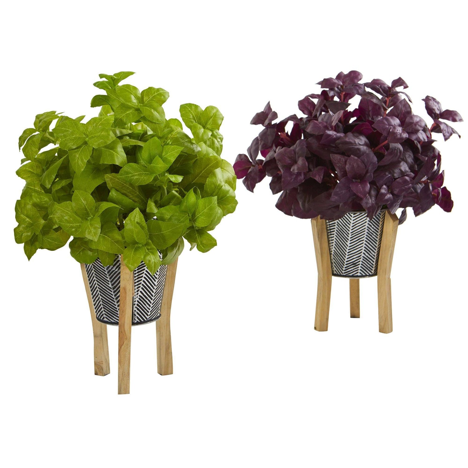 12” Basil Artificial Plant in Tin Planter with Legs (Set of 2)