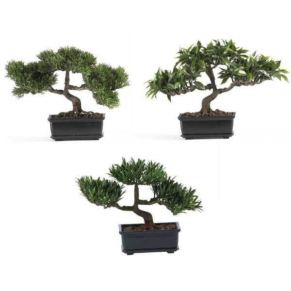 12" Bonsai Silk Plant Collection (Set of 3)"