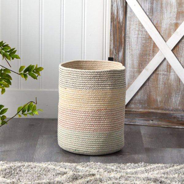 12” Handmade Natural Cotton Multicolored Woven  Planter