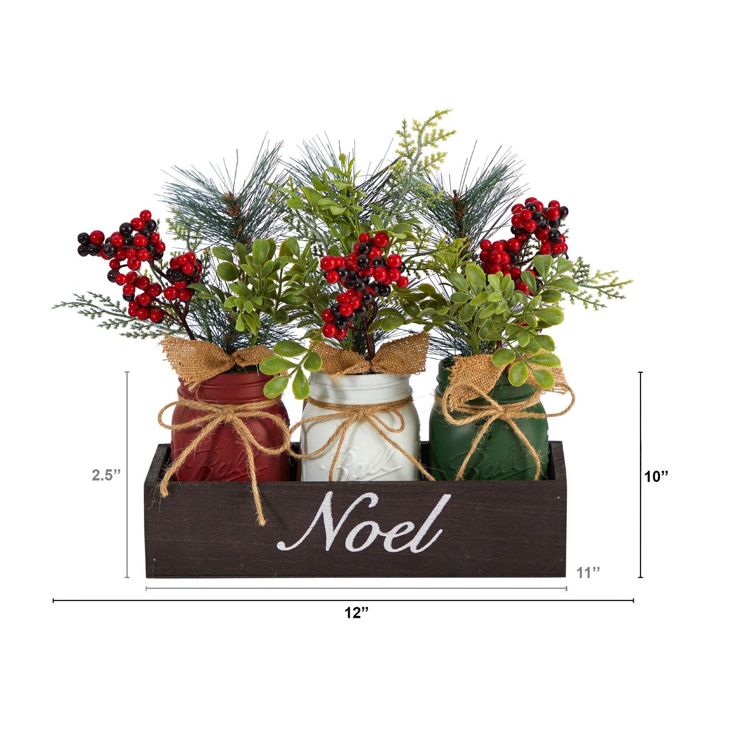 20 Holiday Winter Greenery, Pinecone & Berries with Bow Arrangement