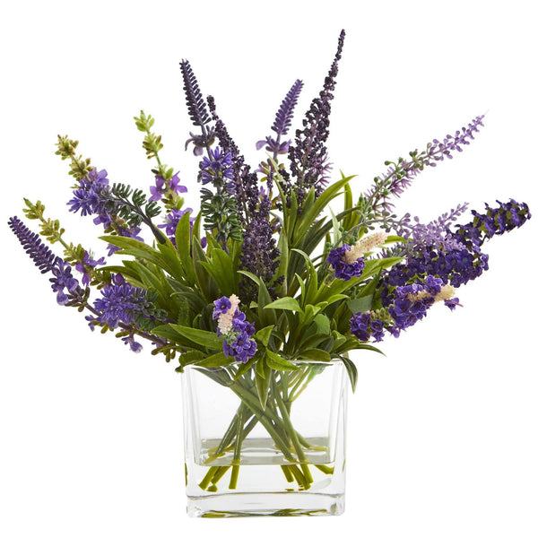 12'' Lavender Arrangement and 14” Lavender Wreath (Set of 2)