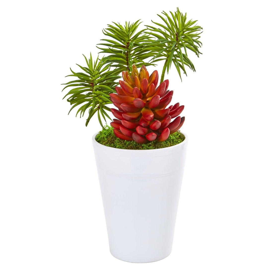 nearly natural succulents 12” Mixed Succulents Artificial Plant in White Vase