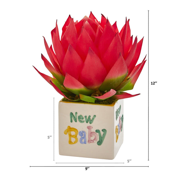 12” Musella Artificial Arrangement in “New Baby” Vase