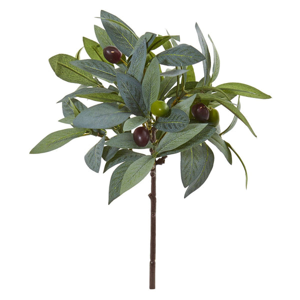 12” Olive Branch Artificial Plant with Berries (Set of 12)