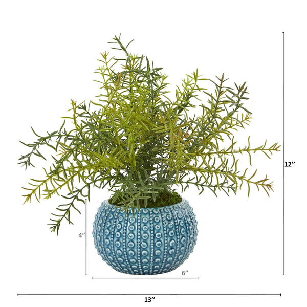 12” Rosemary Artificial Plant in Blue Planter