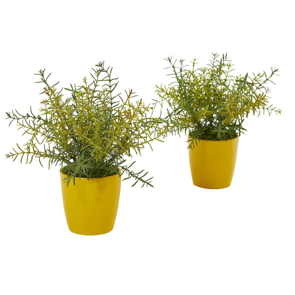 12” Rosemary Artificial Plant in Yellow Planter (Set of 2)