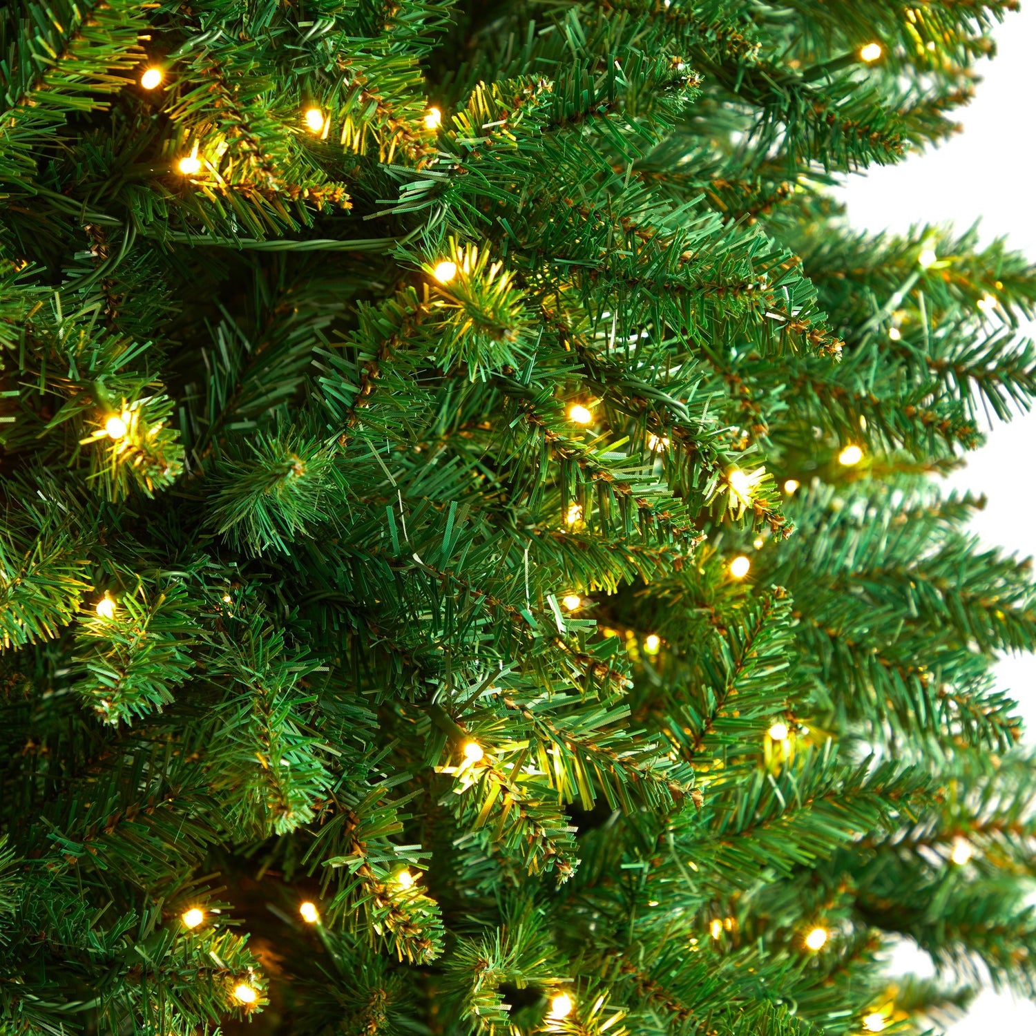 12’ Slim Green Mountain Pine Artificial Christmas Tree with 1100 Clear LED Lights and 3235 Tips
