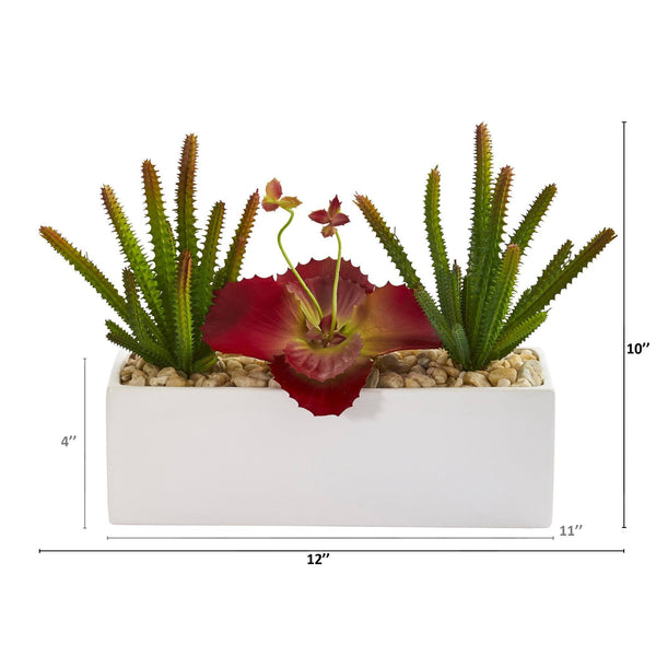 12” Succulent Artificial Plant in White Planter