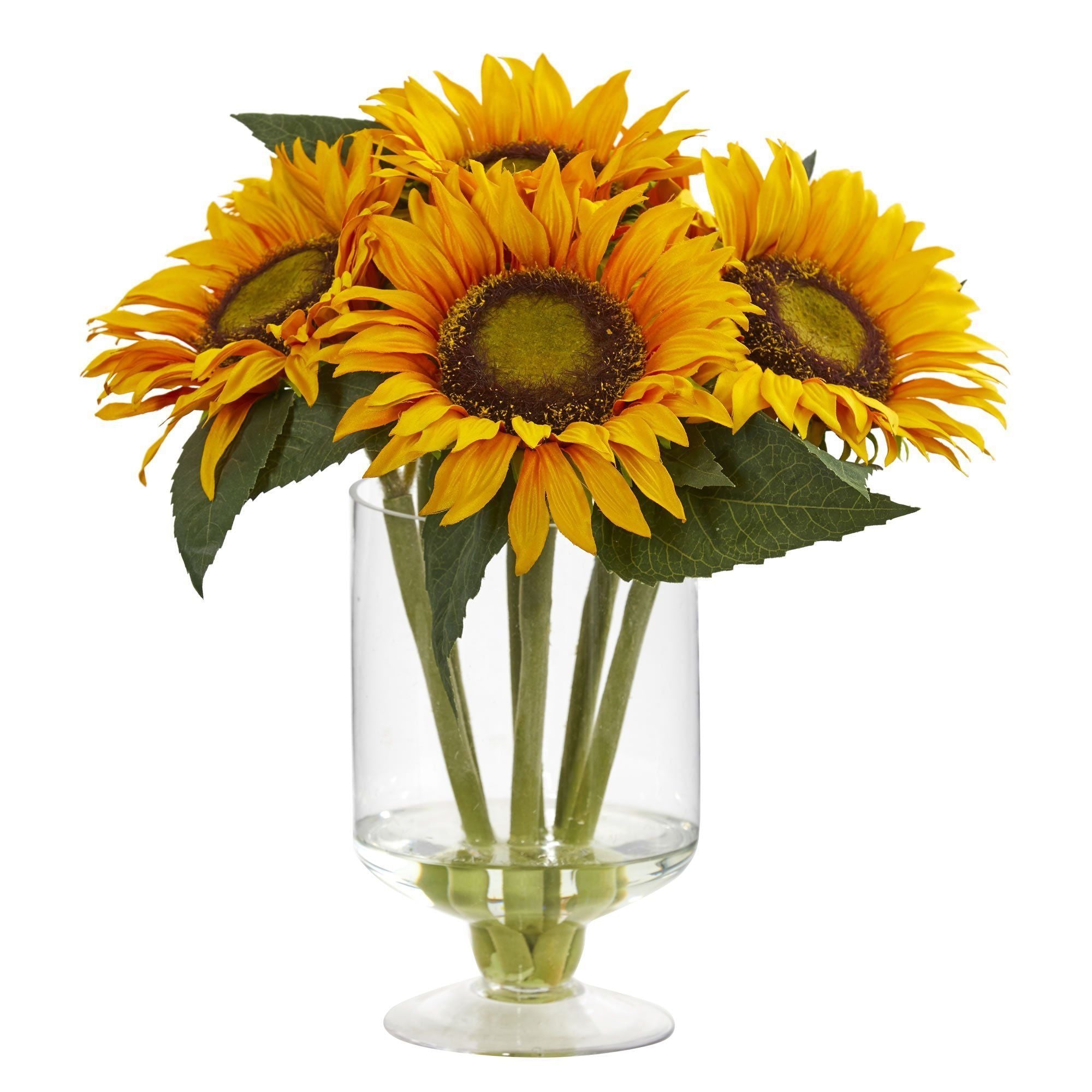 12” Sunflower Faux Arrangement in Vase | Nearly Natural