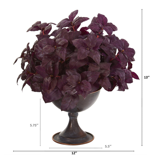 13” Basil Artificial Plant in Metal Chalice