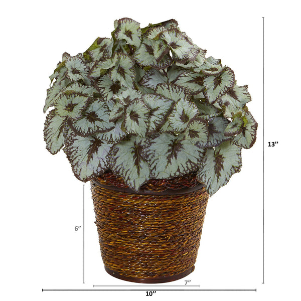 13” Begonia Artificial Plant in Basket