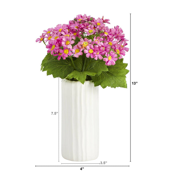 13” Daisy Artificial Plant in White Planter
