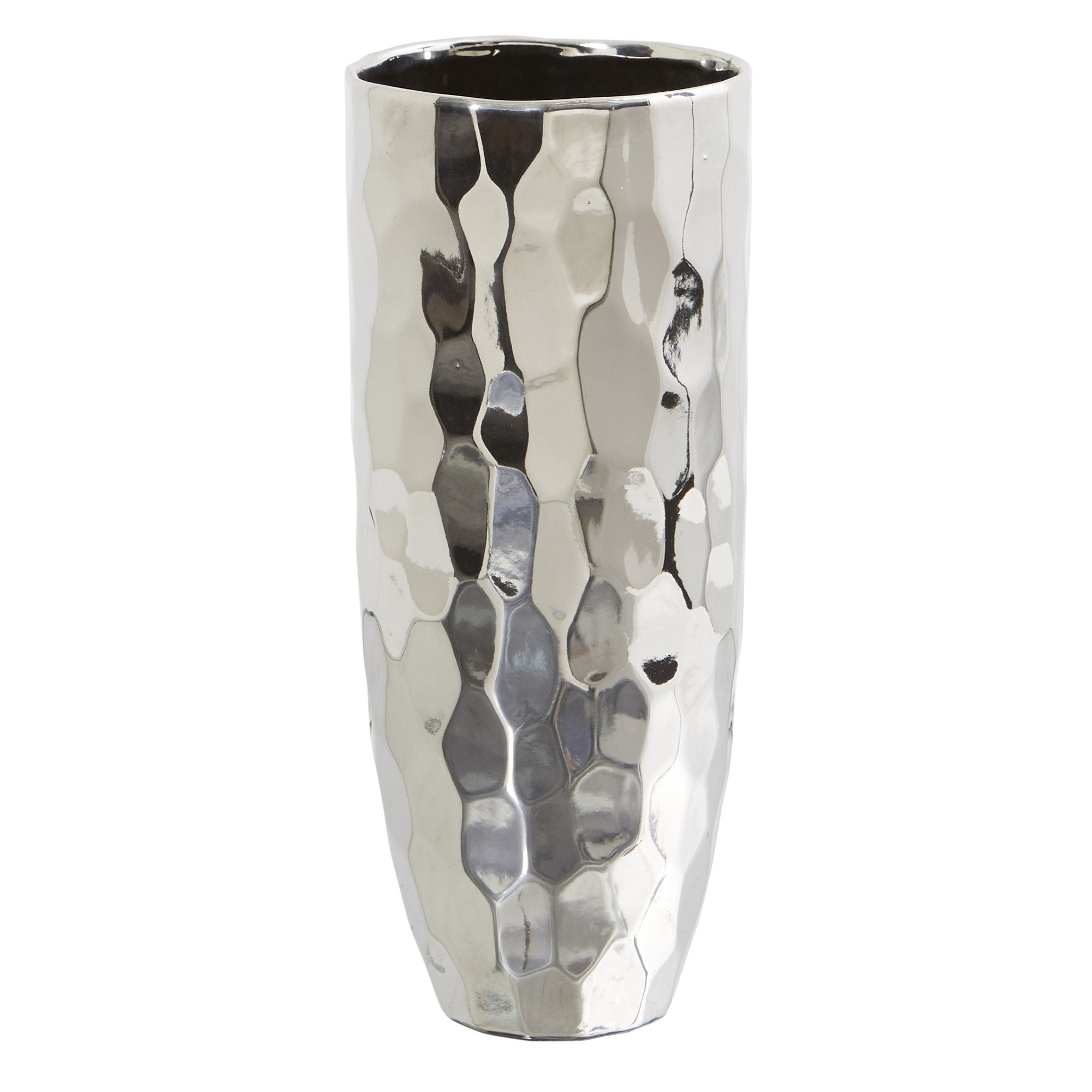 13” Designer Silver Cylinder Vase | Nearly Natural