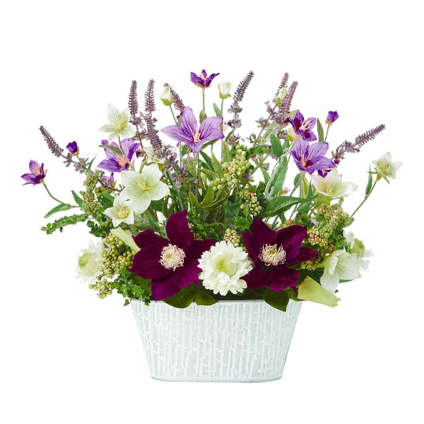 13” Mixed Flower Artificial Arrangement in Decorative Vase