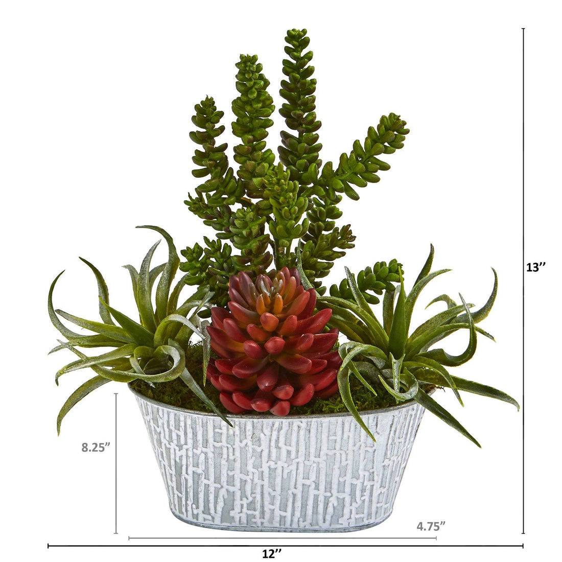 mixed succulent planter 13” Mixed Succulent Artificial Plant in Tin White Planter