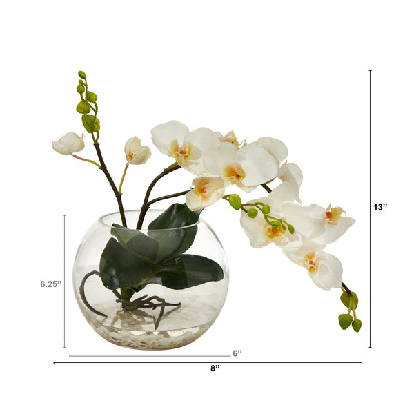 13” Phalaenopsis Orchid Artificial Arrangement in Glass Vase