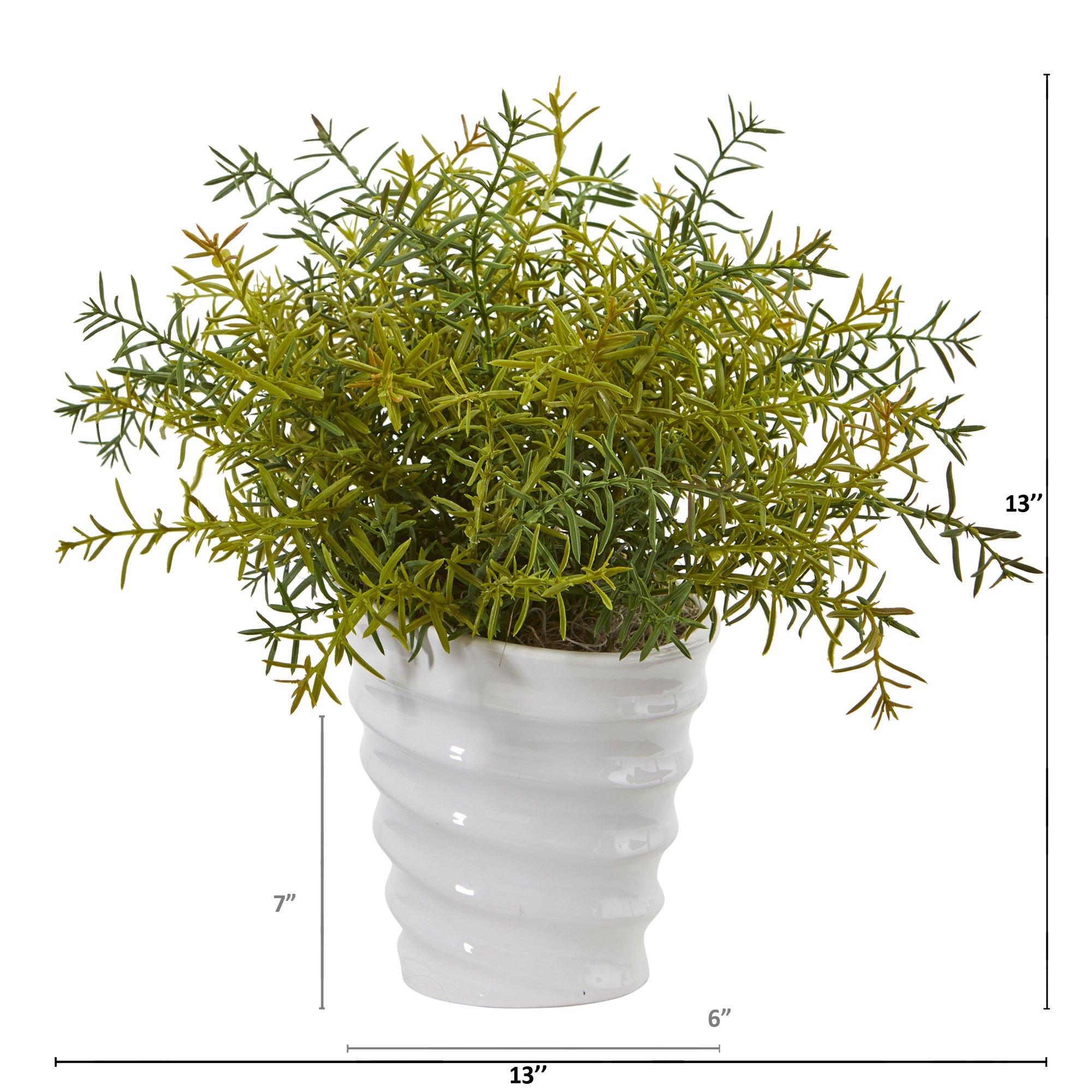 13” Rosemary Artificial Plant in Decorative Swirl Planter | Nearly