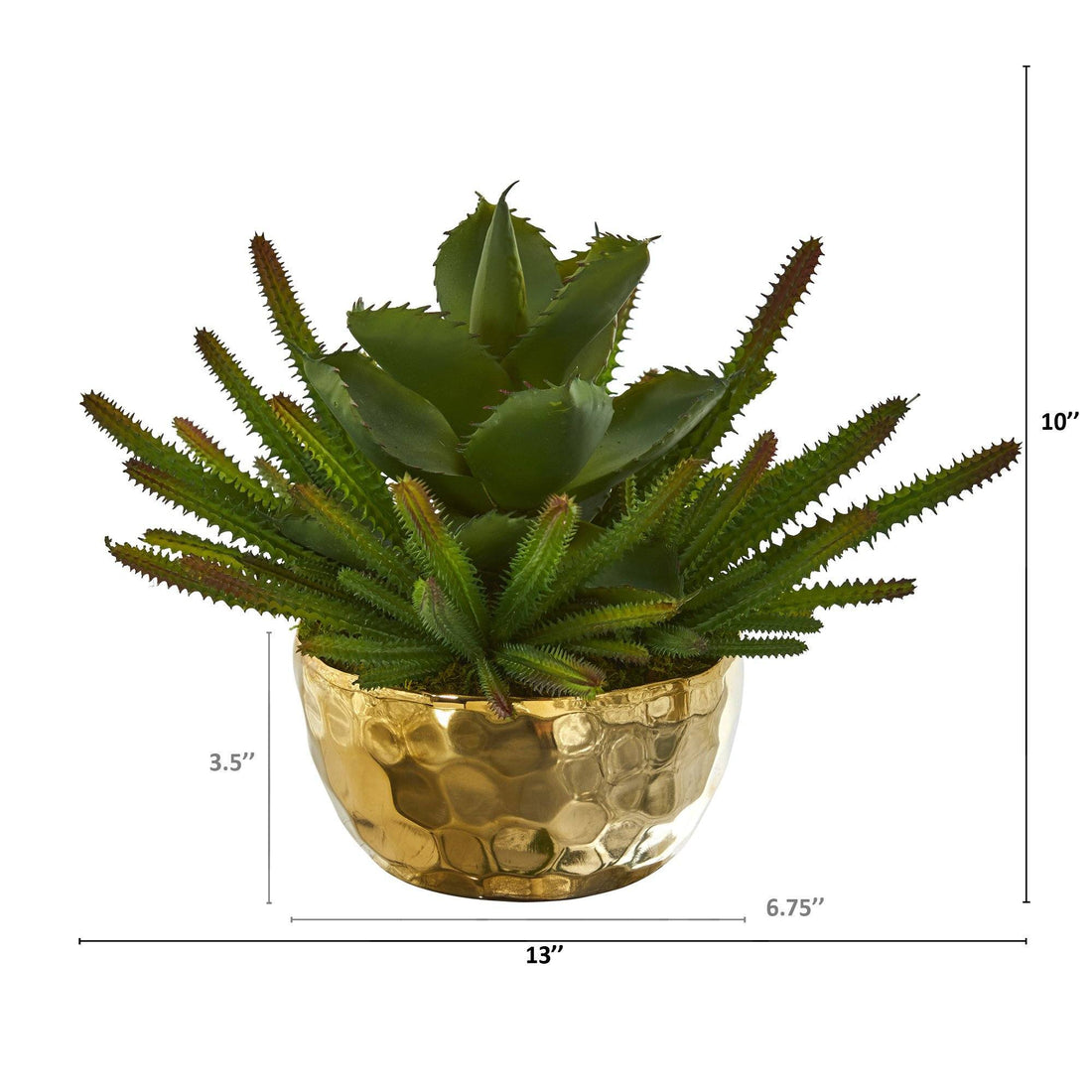 gold succulent plant 13” Succulent Artificial Plant in Gold Bowl