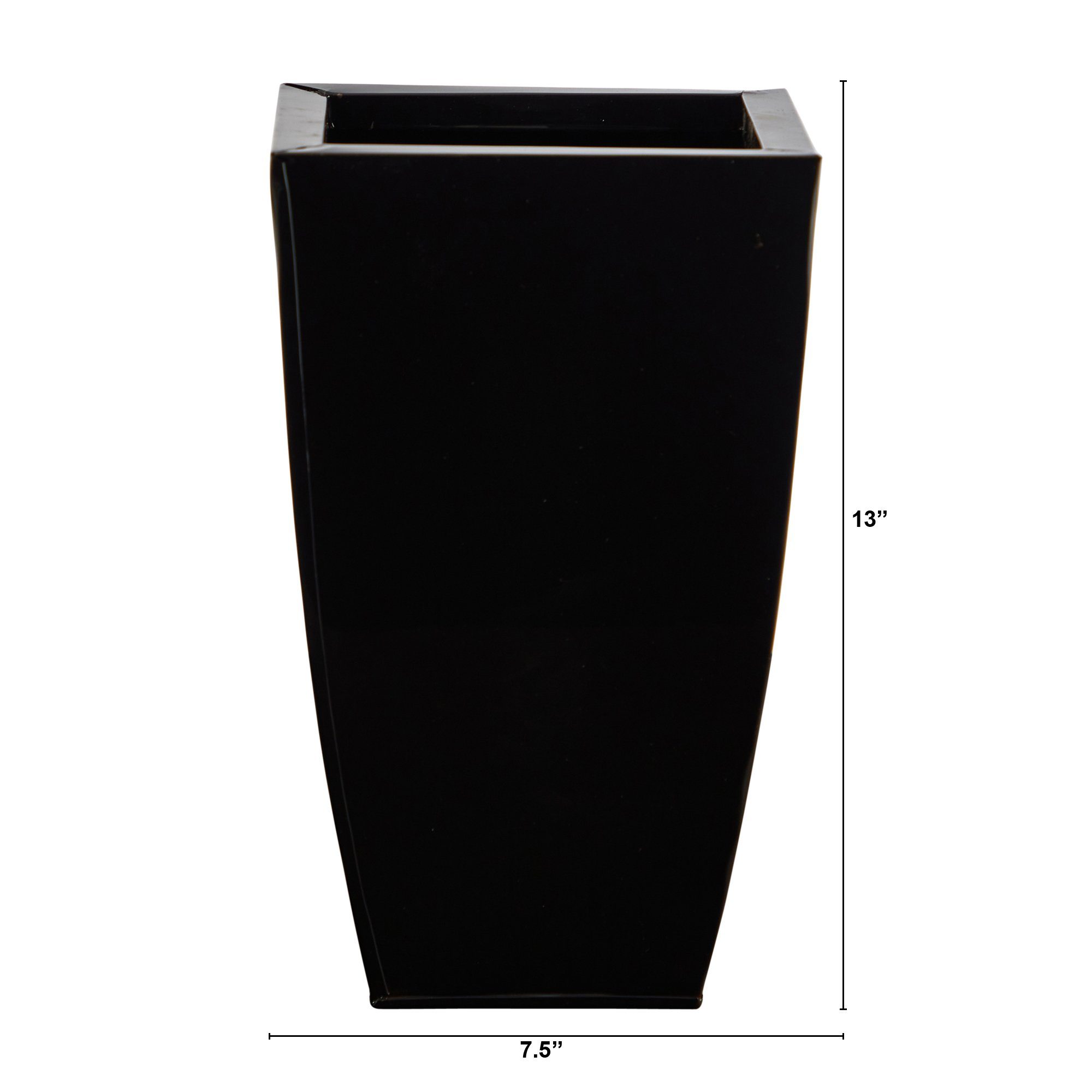 13” Tapered Square Metal Planter | Nearly Natural