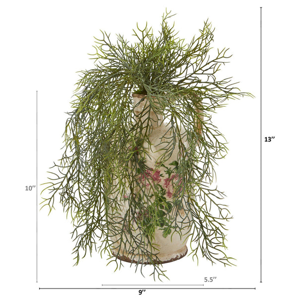 13” Tillandsia Moss Artificial Plant in Floral Pitcher