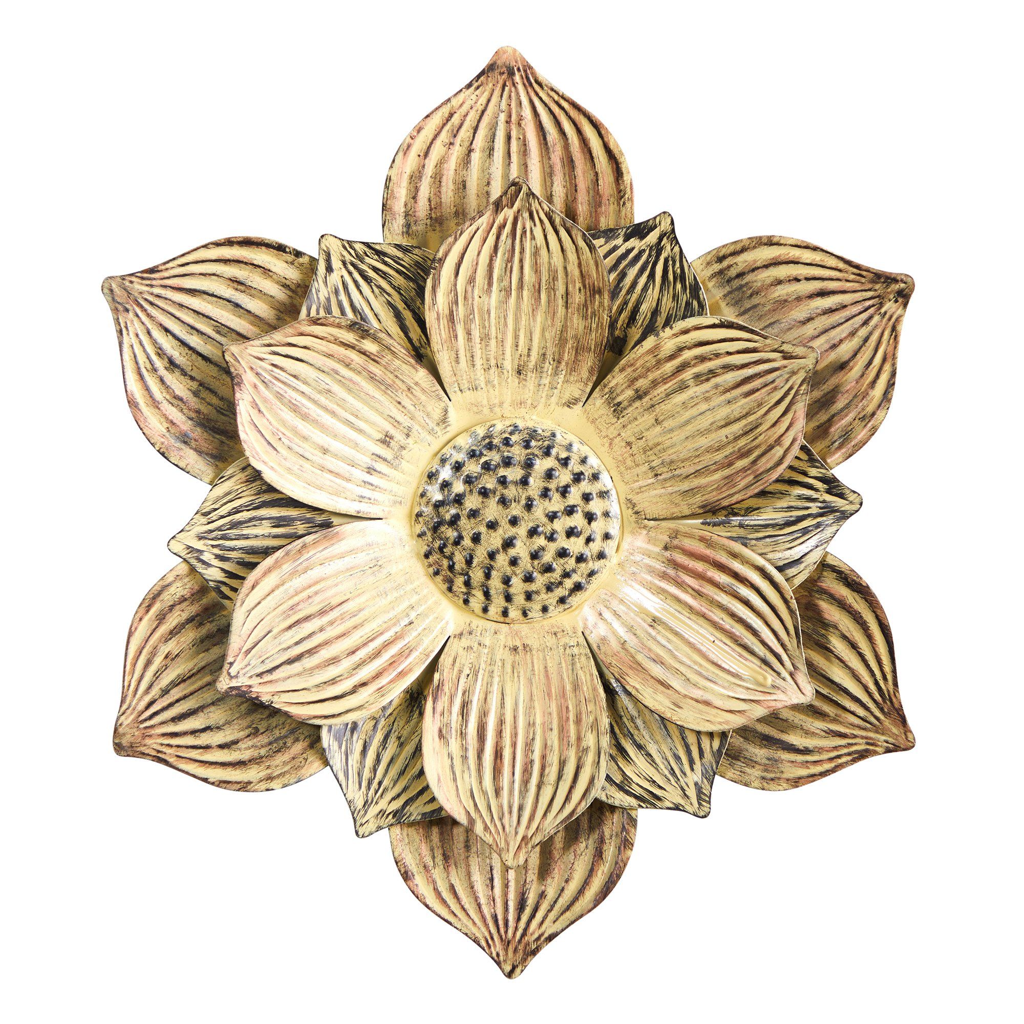 13” Tuscan Metal Flower Wall Art Decor | Nearly Natural