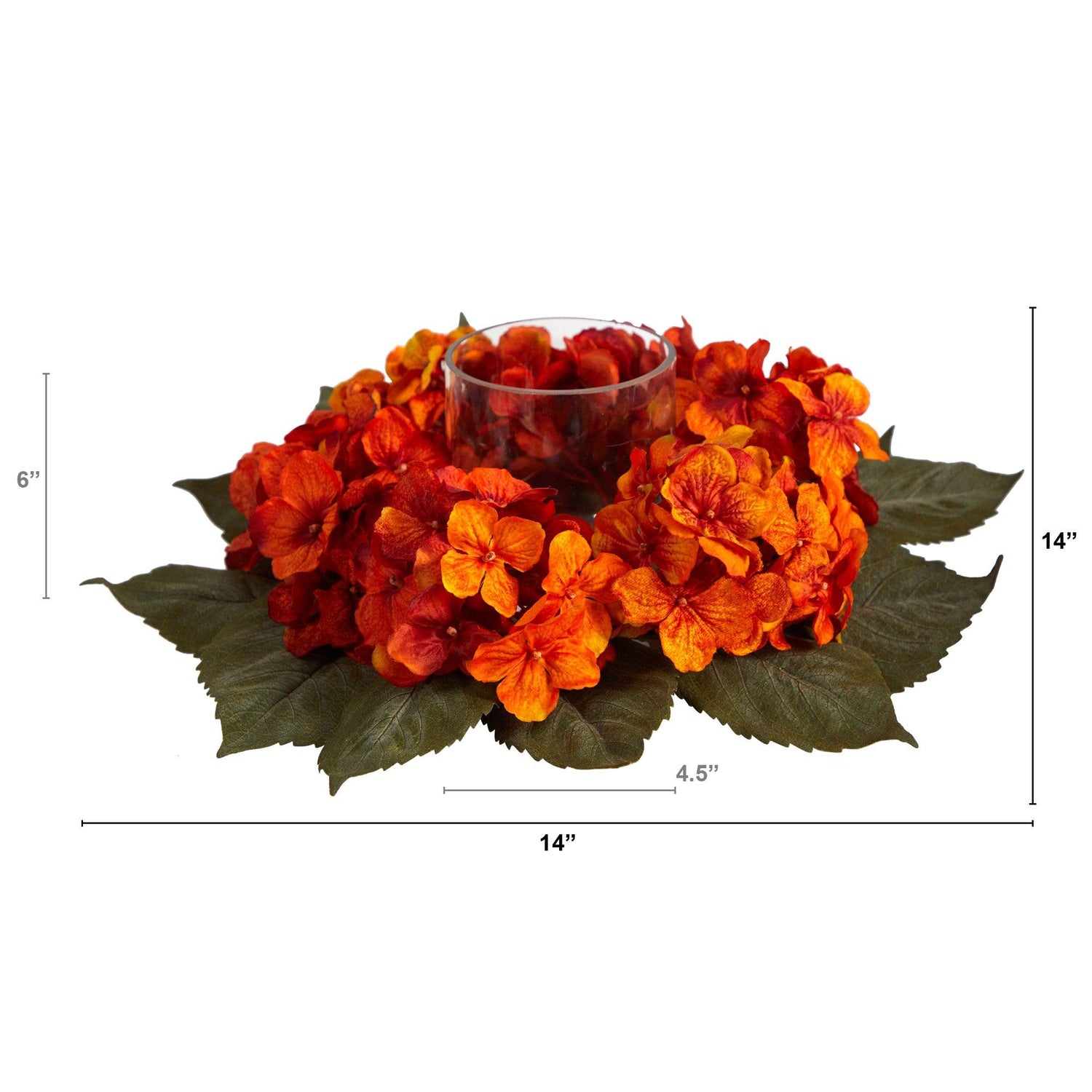 14” Autumn Hydrangea Artificial Candelabrum Arrangement