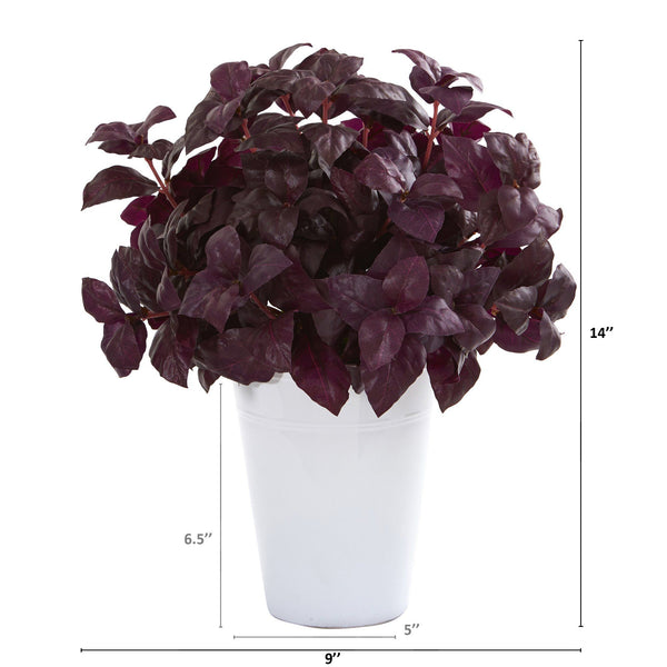14” Basil Artificial Plant in White Planter