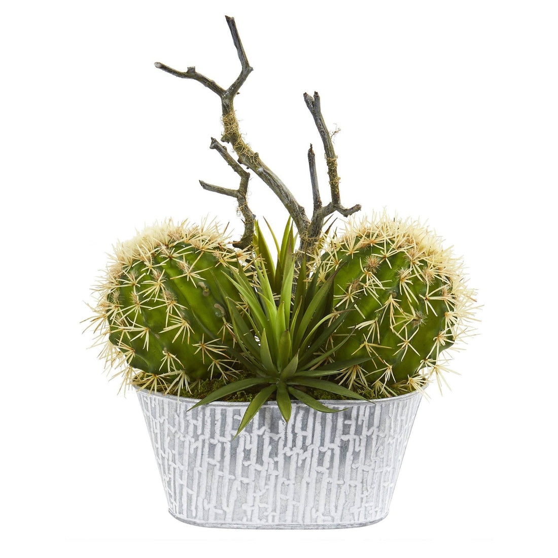 is agave a succulent or cactus 14” Cactus and Agave Succulent Artificial Plant in White Tin Planter