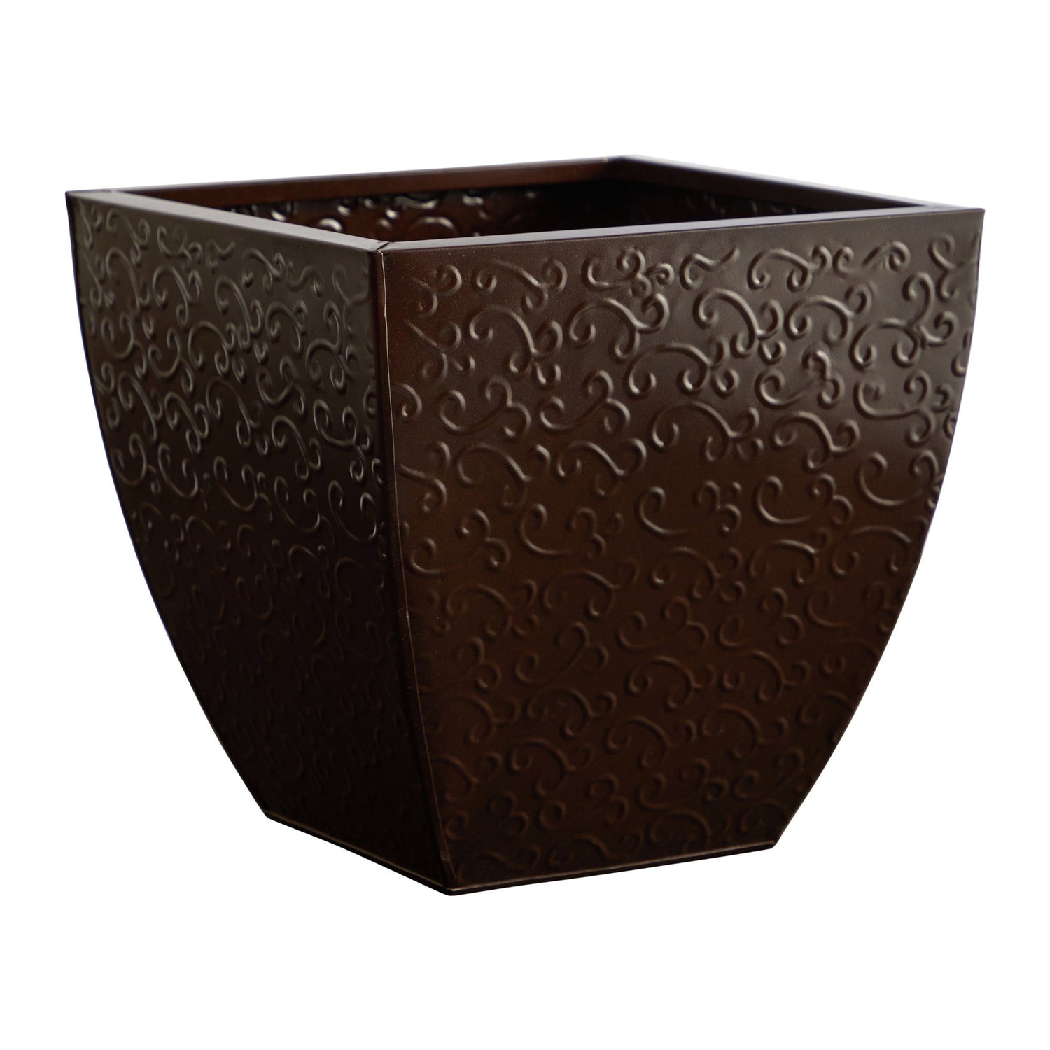 14” Embossed Metal Scroll Planter