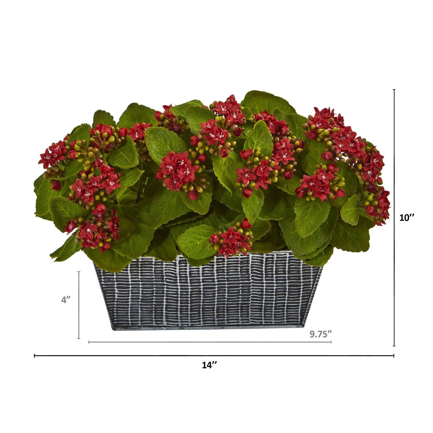 14” Kalanchoe Artificial Plant in Black Embossed Planter