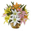 14” Lily Artificial Arrangement in Gold Vase