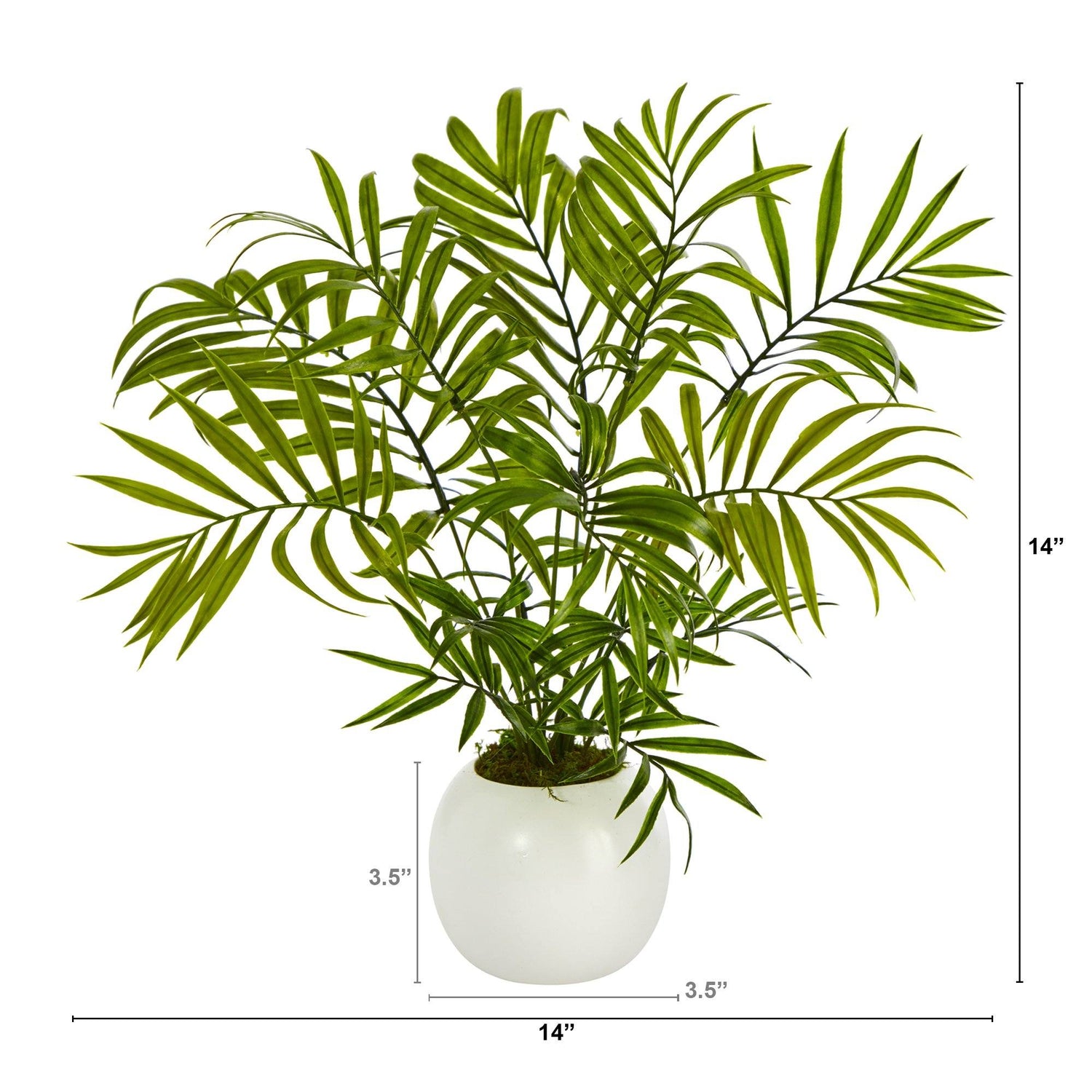 areca palm 14 14” Mini Areca Palm Artificial Plant in White Planter