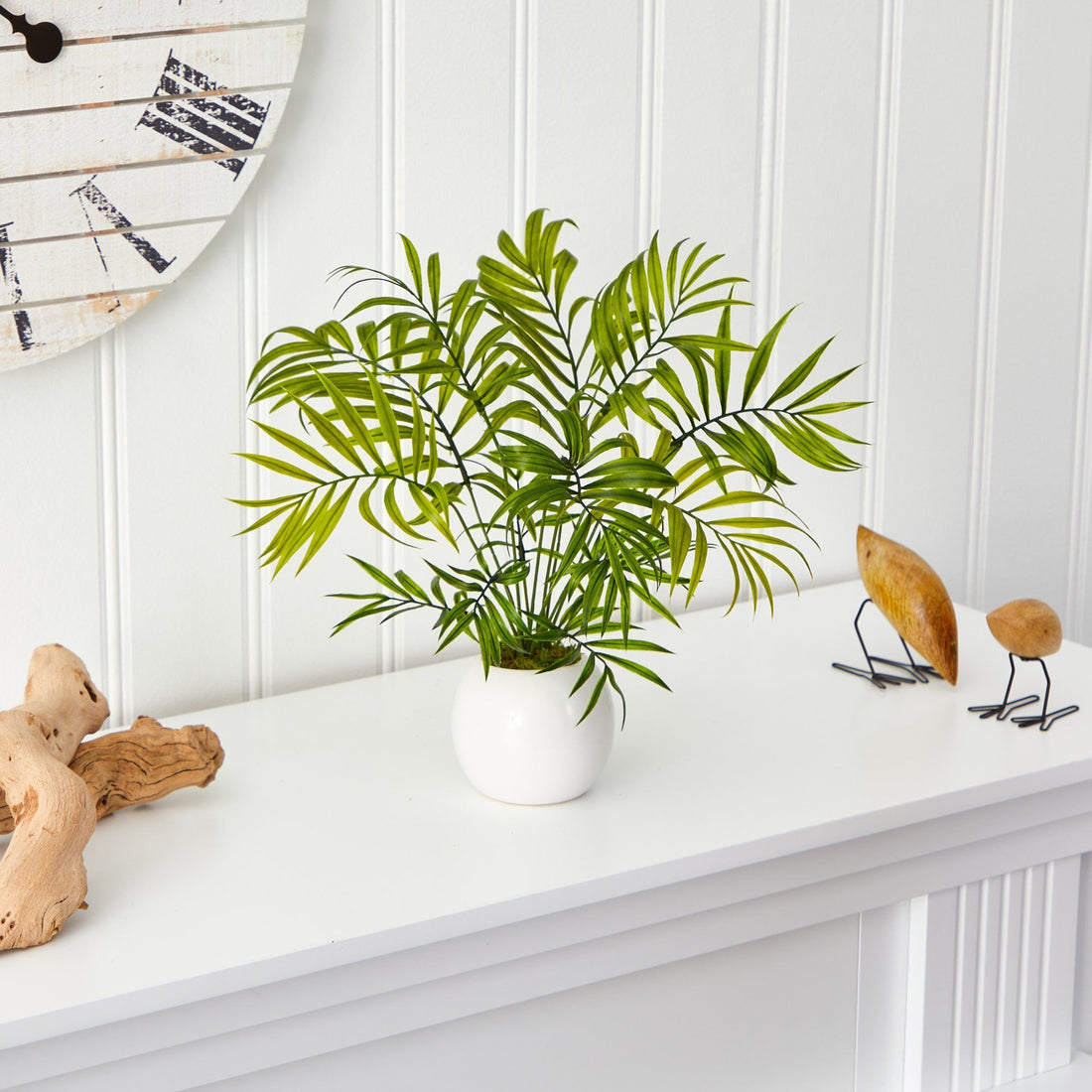 areca palm 14 14” Mini Areca Palm Artificial Plant in White Planter