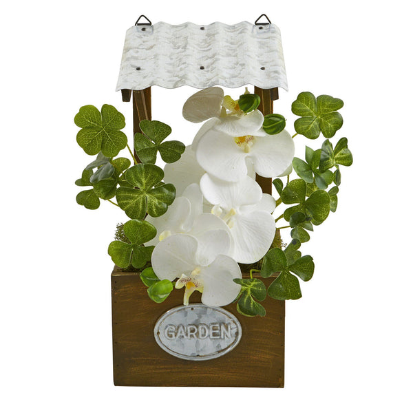 14” Phalaenopsis Orchid Artificial Plant in Tin Roof Planter