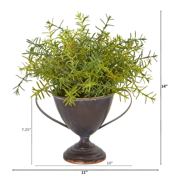 14” Rosemary Artificial Plant in Metal Goblet