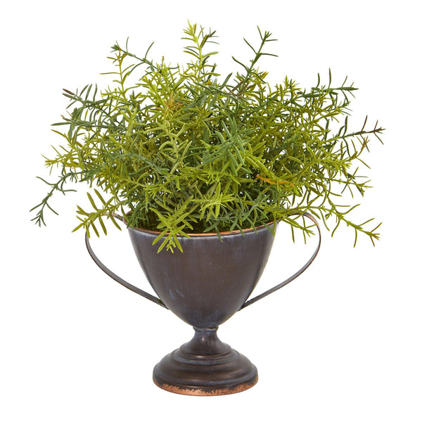 14” Rosemary Artificial Plant in Metal Goblet