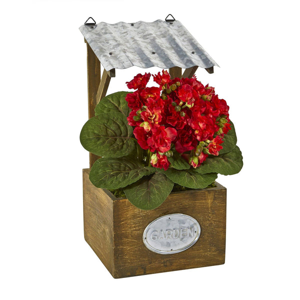 14” Violet Artificial Plant in Tin Roof Planter