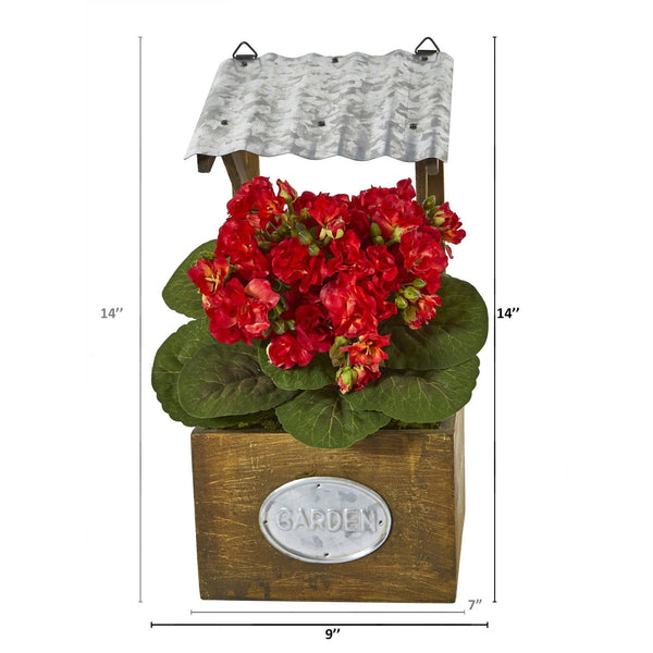 14” Violet Artificial Plant in Tin Roof Planter